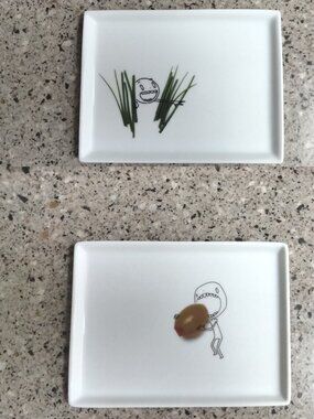 DUO: New Retired Oliver 2012 Chives Grass & 2009 Olive Appetizer Plates